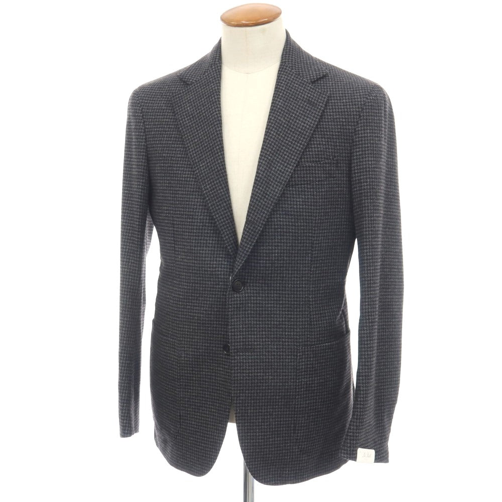 【新品】デペトリロ DE PETRILLO カシミヤ ハウンドトゥース 3B テーラードジャケット グレーxブラック【サイズ48 Drop 8】【 状態ランクN 】【 メンズ 】