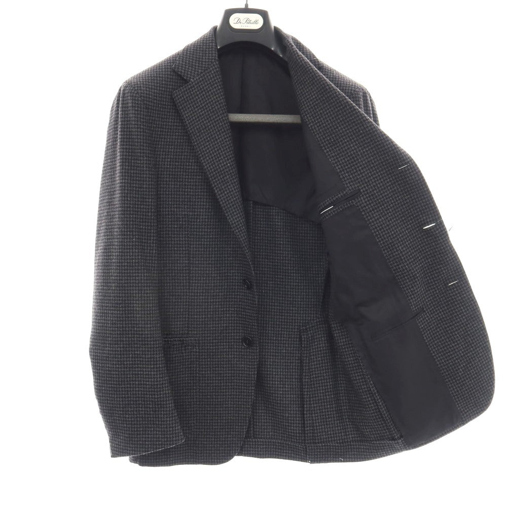 【新品】デペトリロ DE PETRILLO カシミヤ ハウンドトゥース 3B テーラードジャケット グレーxブラック【サイズ48 Drop 8】【 状態ランクN 】【 メンズ 】