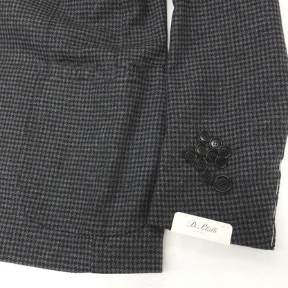 【新品】デペトリロ DE PETRILLO カシミヤ ハウンドトゥース 3B テーラードジャケット グレーxブラック【サイズ48 Drop 8】【 状態ランクN 】【 メンズ 】