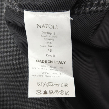 【新品】デペトリロ DE PETRILLO カシミヤ ハウンドトゥース 3B テーラードジャケット グレーxブラック【サイズ48 Drop 8】【 状態ランクN 】【 メンズ 】