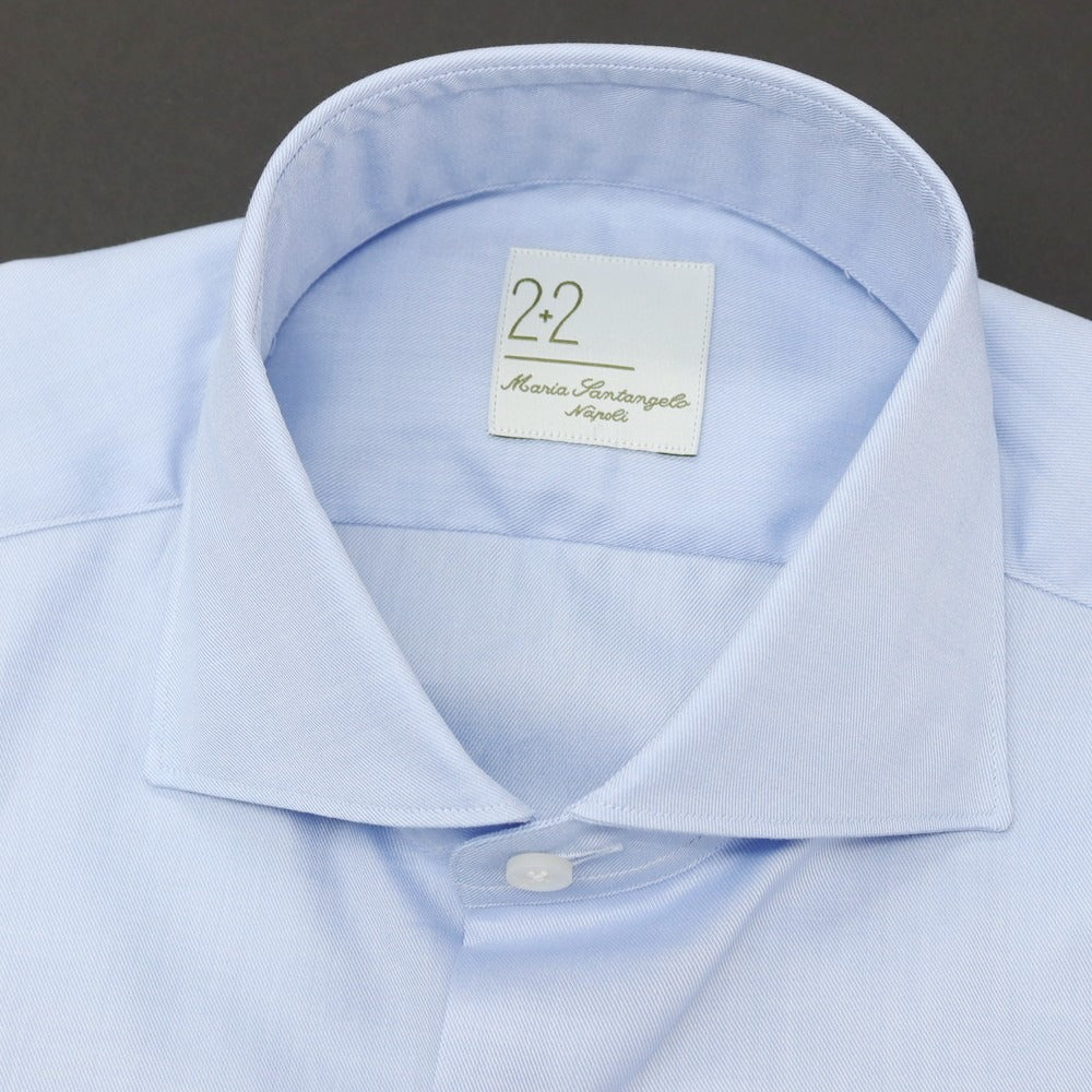 【新品】マリアサンタンジェロ Maria Santangelo コットン ワイドカラー ドレスシャツ ライトブルー【サイズ40】【 状態ランクN 】【 メンズ 】