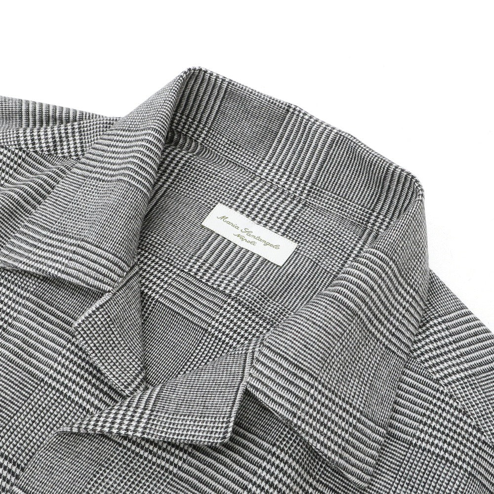 【新品】マリアサンタンジェロ Maria Santangelo ASPEN 起毛コットンリヨセル グレンチェック オープンカラー シャツ ブラックxホワイト【サイズXS】【 状態ランクN 】【 メンズ 】