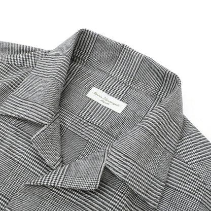 【新品】マリアサンタンジェロ Maria Santangelo ASPEN 起毛コットンリヨセル グレンチェック オープンカラー シャツ ブラックxホワイト【サイズXS】【 状態ランクN 】【 メンズ 】