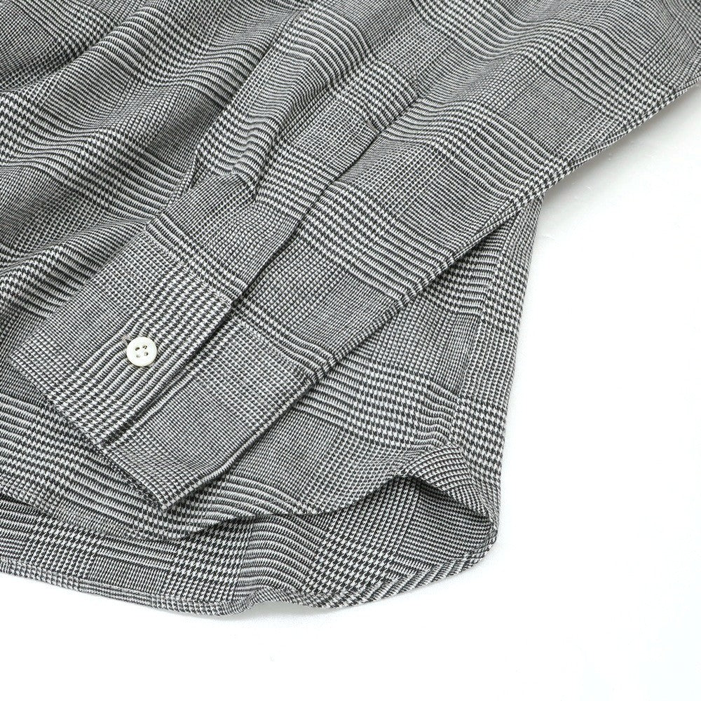 【新品】マリアサンタンジェロ Maria Santangelo 起毛コットンリヨセル グレンチェック オープンカラー シャツ ブラックxホワイト【サイズS】【 状態ランクN 】【 メンズ 】