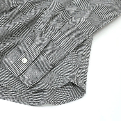 【新品】マリアサンタンジェロ Maria Santangelo 起毛コットンリヨセル グレンチェック オープンカラー シャツ ブラックxホワイト【サイズS】【 状態ランクN 】【 メンズ 】