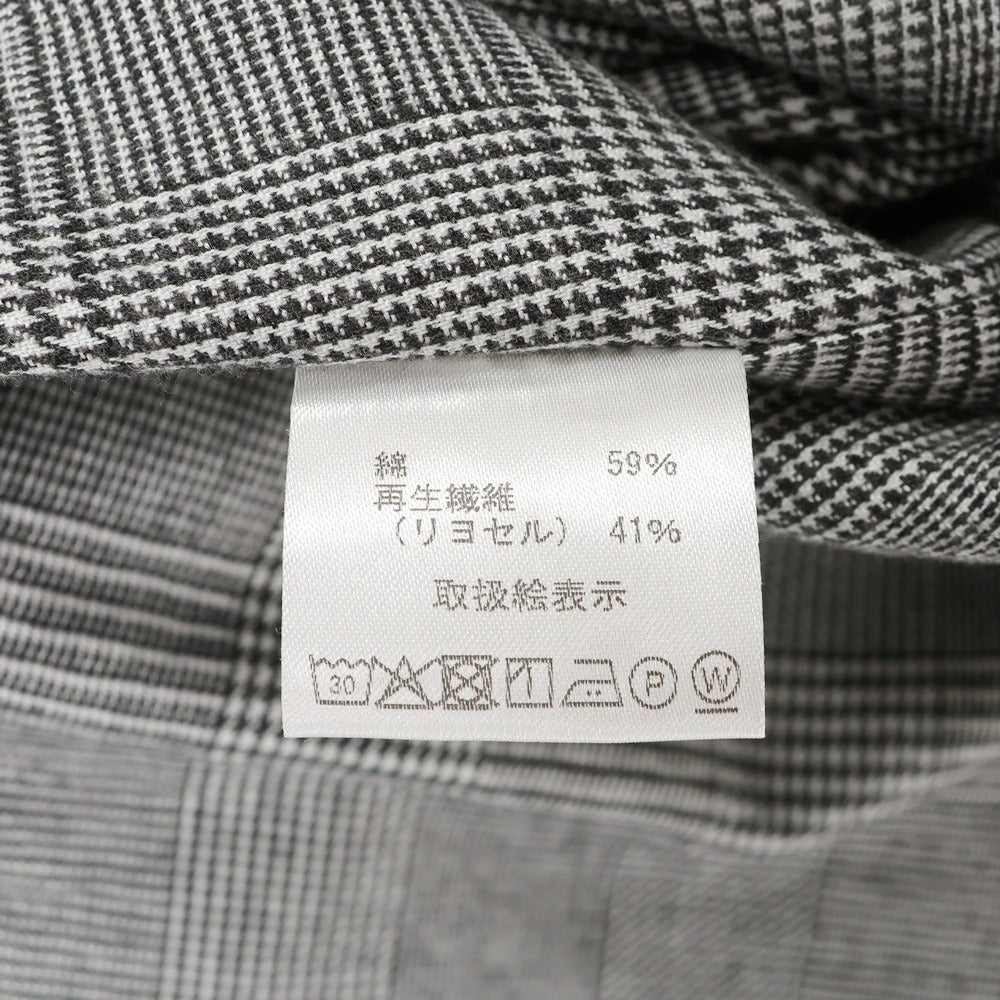 【新品】マリアサンタンジェロ Maria Santangelo 起毛コットンリヨセル グレンチェック オープンカラー シャツ ブラックxホワイト【サイズS】【 状態ランクN 】【 メンズ 】