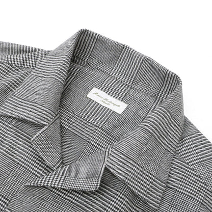 【新品】マリアサンタンジェロ Maria Santangelo ASPEN 起毛コットンリヨセル グレンチェック オープンカラー シャツ ブラックxホワイト【サイズS】【 状態ランクN 】【 メンズ 】