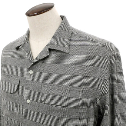 【新品】マリアサンタンジェロ Maria Santangelo ASPEN 起毛コットンリヨセル グレンチェック オープンカラー シャツ ブラックxホワイト【サイズL】【 状態ランクN 】【 メンズ 】