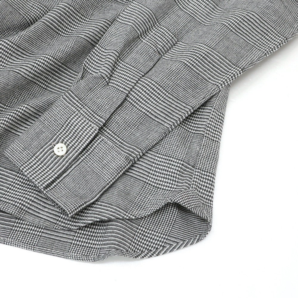 【新品】マリアサンタンジェロ Maria Santangelo ASPEN 起毛コットンリヨセル グレンチェック オープンカラー シャツ ブラックxホワイト【サイズL】【 状態ランクN 】【 メンズ 】