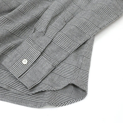 【新品】マリアサンタンジェロ Maria Santangelo ASPEN 起毛コットンリヨセル グレンチェック オープンカラー シャツ ブラックxホワイト【サイズL】【 状態ランクN 】【 メンズ 】