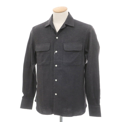 【新品】マリアサンタンジェロ Maria Santangelo ASPEN 両面起毛ツイルコットン オープンカラー シャツ ダークグレー【サイズXS】【 状態ランクN 】【 メンズ 】