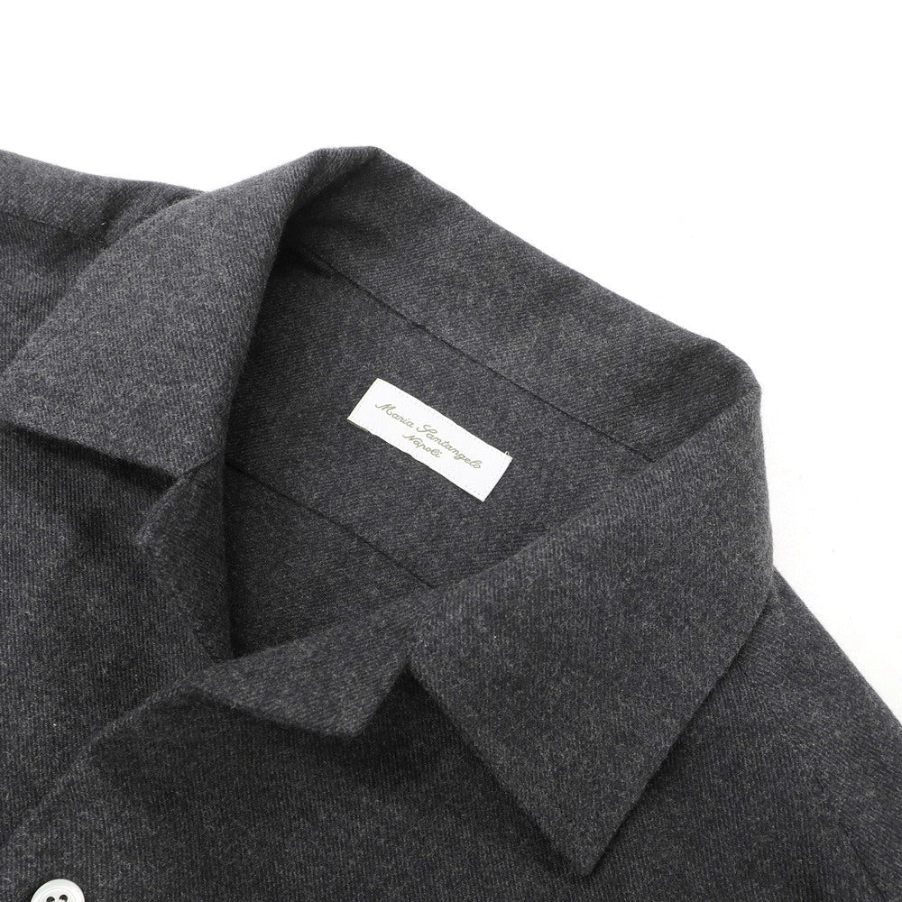 【新品】マリアサンタンジェロ Maria Santangelo ASPEN 両面起毛ツイルコットン オープンカラー シャツ ダークグレー【サイズXS】【 状態ランクN 】【 メンズ 】