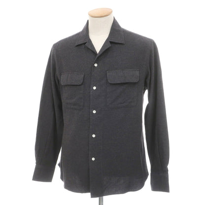 【新品】マリアサンタンジェロ Maria Santangelo ASPEN 両面起毛ツイルコットン オープンカラー シャツ ダークグレー【サイズS】【 状態ランクN 】【 メンズ 】