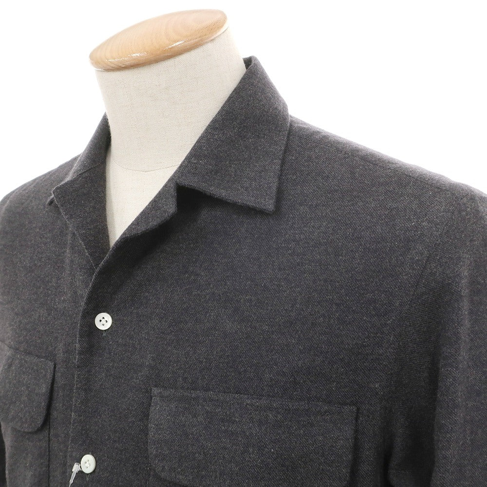 【新品】マリアサンタンジェロ Maria Santangelo ASPEN 両面起毛ツイルコットン オープンカラー シャツ ダークグレー【サイズS】【 状態ランクN 】【 メンズ 】