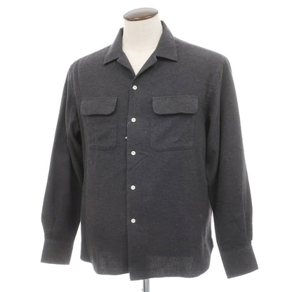 【新品】マリアサンタンジェロ Maria Santangelo ASPEN 両面起毛ツイルコットン オープンカラー シャツ ダークグレー【サイズL】【 状態ランクN 】【 メンズ 】