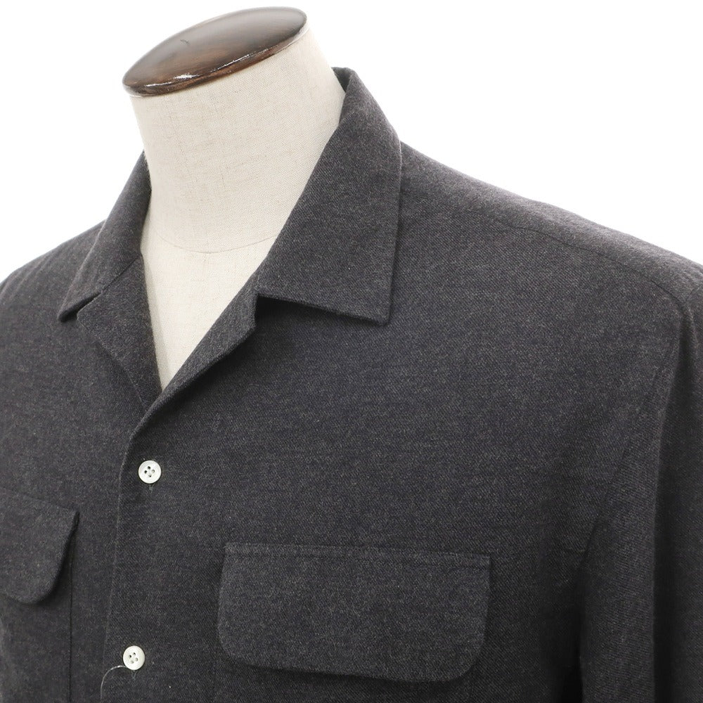 【新品】マリアサンタンジェロ Maria Santangelo ASPEN 両面起毛ツイルコットン オープンカラー シャツ ダークグレー【サイズL】【 状態ランクN 】【 メンズ 】