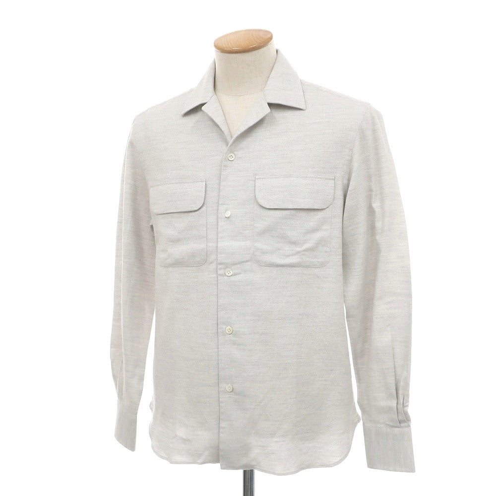 【新品】マリアサンタンジェロ Maria Santangelo ASPEN 両面起毛ツイルコットン オープンカラー カジュアルシャツ ライトグレー【サイズXS】【 状態ランクN 】【 メンズ 】