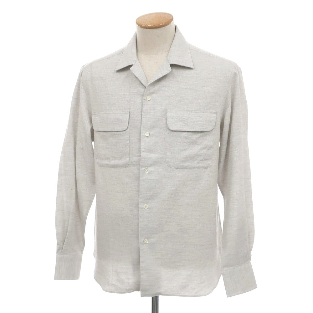 【新品】マリアサンタンジェロ Maria Santangelo ASPEN 両面起毛ツイルコットン オープンカラー カジュアルシャツ ライトグレー【サイズS】【 状態ランクN 】【 メンズ 】