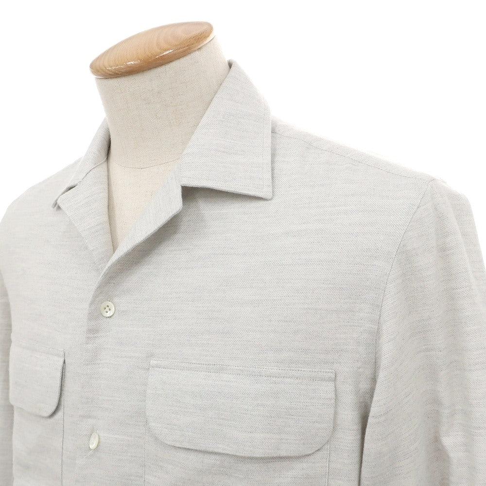 【新品】マリアサンタンジェロ Maria Santangelo ASPEN 両面起毛ツイルコットン オープンカラー カジュアルシャツ ライトグレー【サイズS】【 状態ランクN 】【 メンズ 】