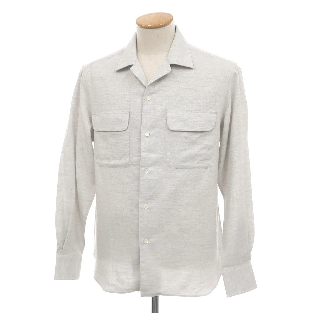 【新品】マリアサンタンジェロ Maria Santangelo ASPEN 両面起毛ツイルコットン オープンカラー カジュアルシャツ ライトグレー【サイズS】【 状態ランクN 】【 メンズ 】