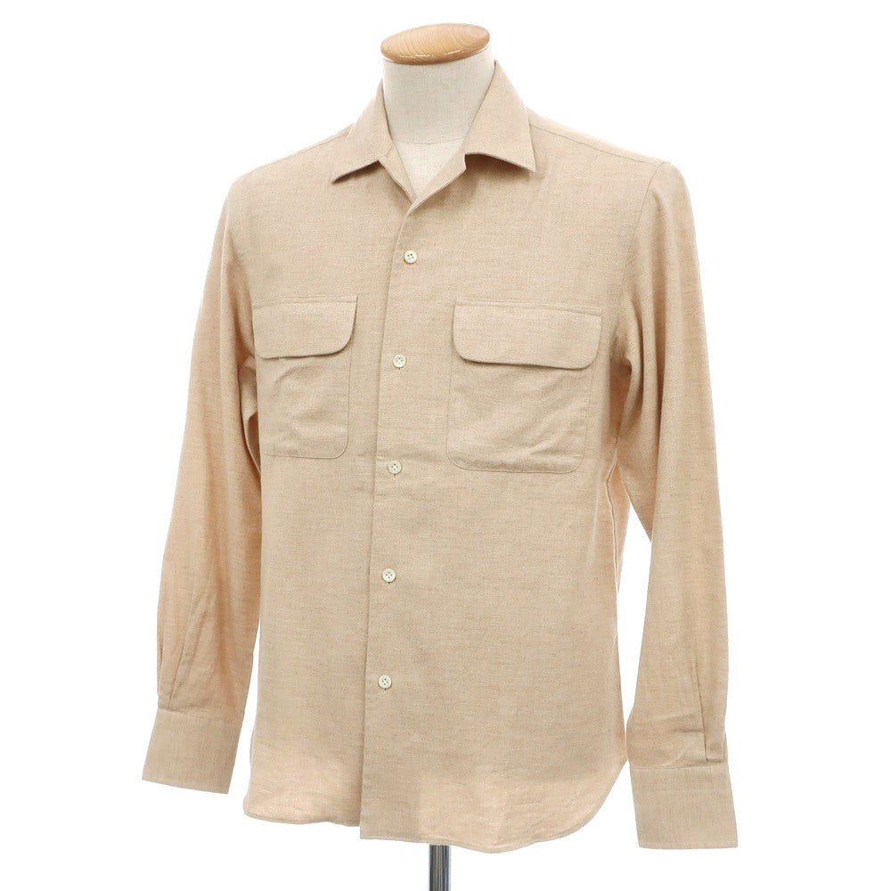 【新品】マリアサンタンジェロ Maria Santangelo ASPEN 両面起毛ツイルコットン オープンカラー カジュアルシャツ ベージュ【サイズXS】【 状態ランクN 】【 メンズ 】
