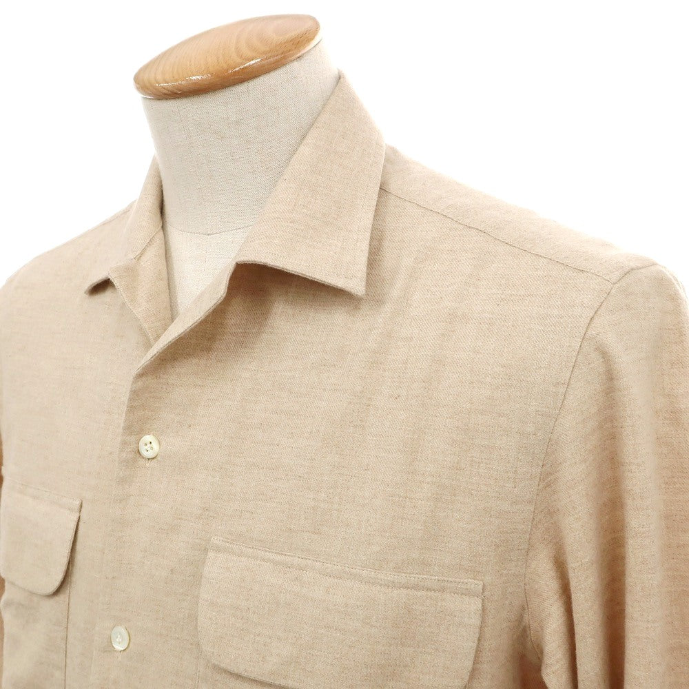 【新品】マリアサンタンジェロ Maria Santangelo ASPEN 両面起毛ツイルコットン オープンカラー カジュアルシャツ ベージュ【サイズS】【 状態ランクN 】【 メンズ 】