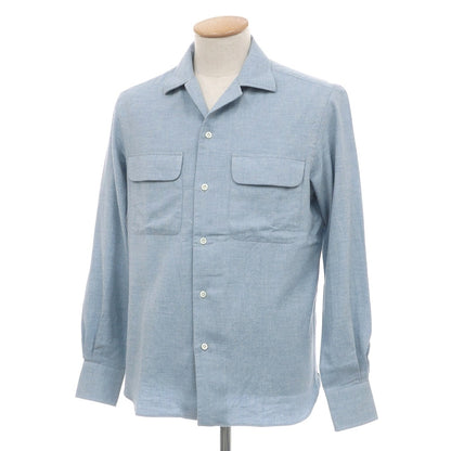 【新品】マリアサンタンジェロ Maria Santangelo ASPEN 両面起毛ツイルコットン オープンカラー カジュアルシャツ サックス【サイズXS】【 状態ランクN 】【 メンズ 】