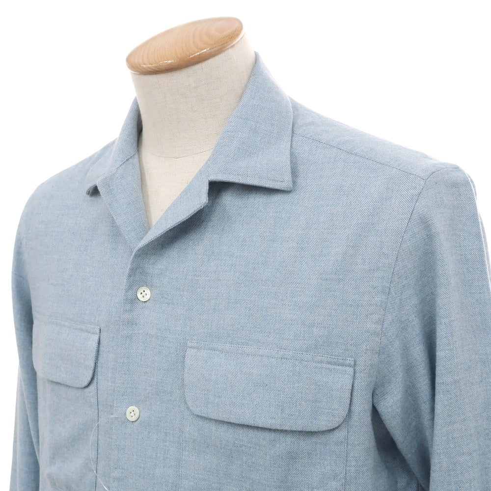 【新品】マリアサンタンジェロ Maria Santangelo ASPEN 両面起毛ツイルコットン オープンカラー カジュアルシャツ サックス【サイズXS】【 状態ランクN 】【 メンズ 】