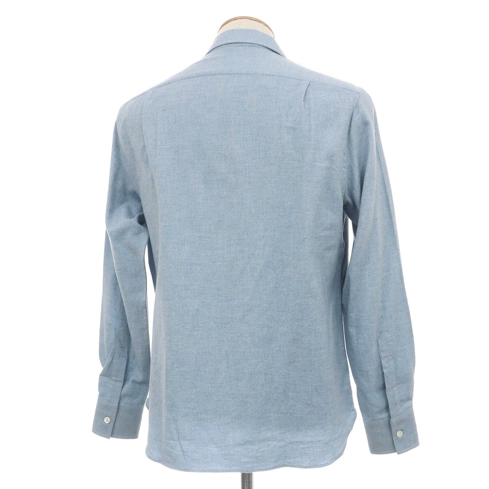 【新品】マリアサンタンジェロ Maria Santangelo ASPEN 両面起毛ツイルコットン オープンカラー カジュアルシャツ サックス【サイズXS】【 状態ランクN 】【 メンズ 】