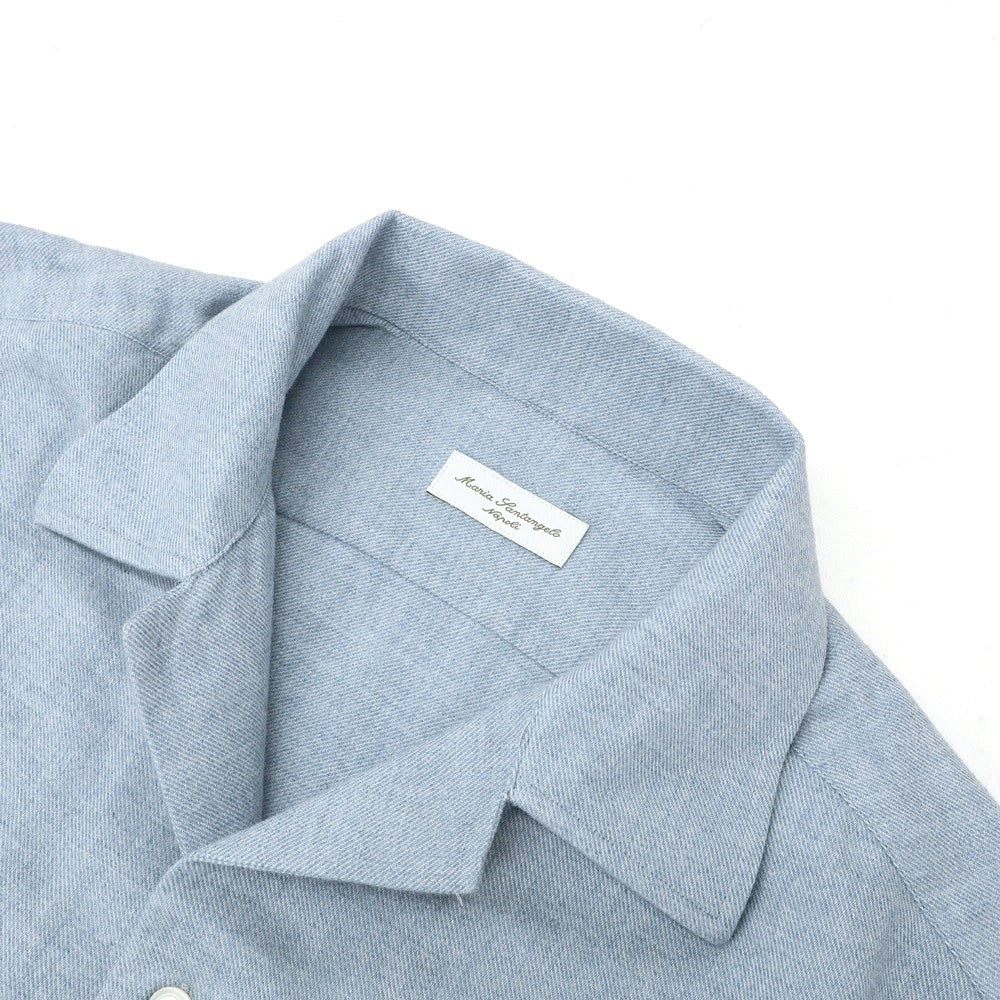 【新品】マリアサンタンジェロ Maria Santangelo ASPEN 両面起毛ツイルコットン オープンカラー カジュアルシャツ サックス【サイズXS】【 状態ランクN 】【 メンズ 】