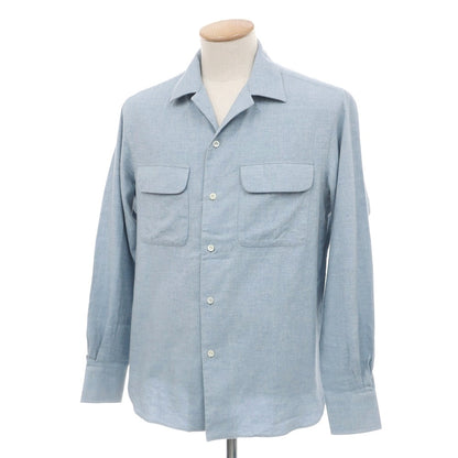 【新品】マリアサンタンジェロ Maria Santangelo ASPEN 両面起毛ツイルコットン オープンカラー カジュアルシャツ サックス【サイズS】【 状態ランクN 】【 メンズ 】