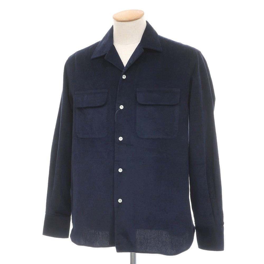 【新品】マリアサンタンジェロ Maria Santangelo ASPEN コットン コーデュロイ オープンカラー カジュアルシャツ ネイビー【サイズS】【 状態ランクN 】【 メンズ 】