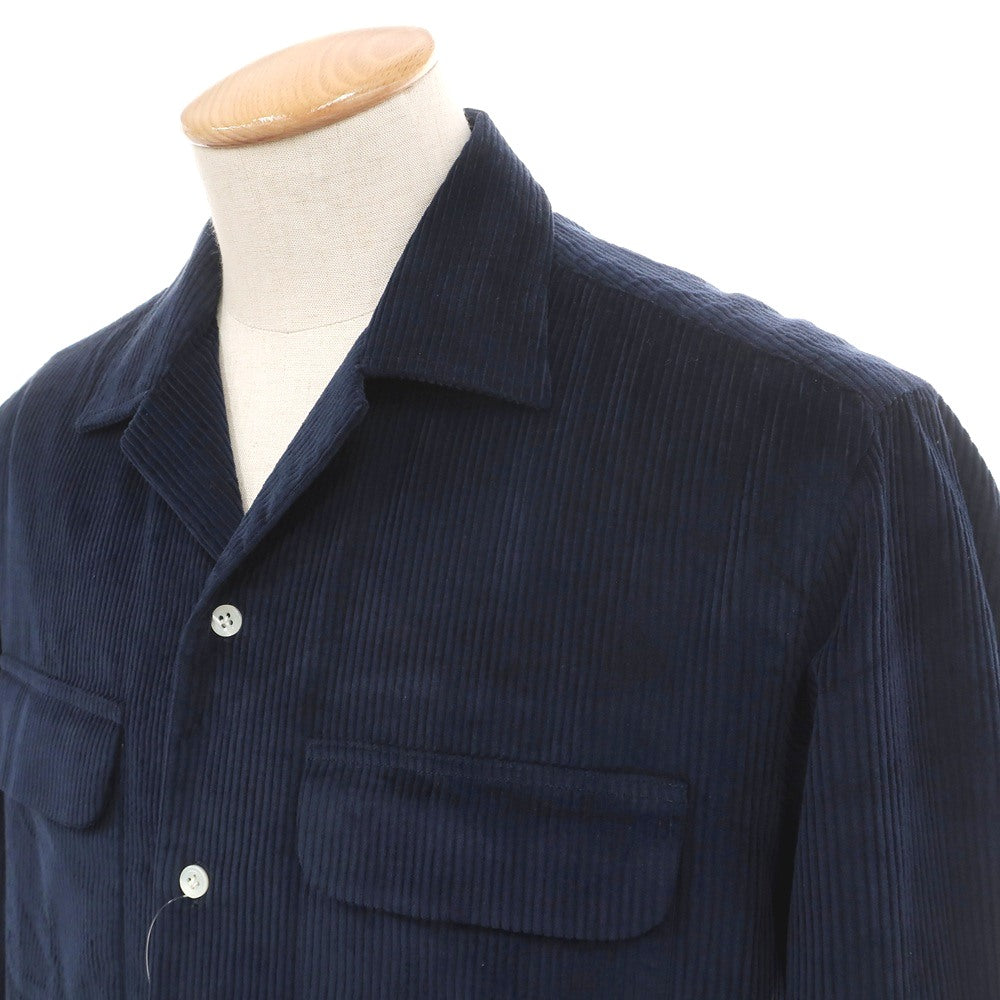 【新品】マリアサンタンジェロ Maria Santangelo ASPEN コットン コーデュロイ オープンカラー カジュアルシャツ ネイビー【サイズS】【 状態ランクN 】【 メンズ 】