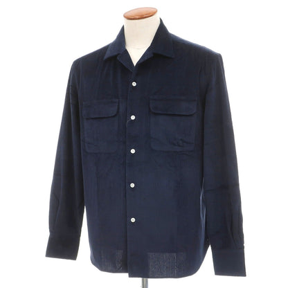 【新品】マリアサンタンジェロ Maria Santangelo ASPEN コットン コーデュロイ オープンカラー カジュアルシャツ ネイビー【サイズM】【 状態ランクN 】【 メンズ 】