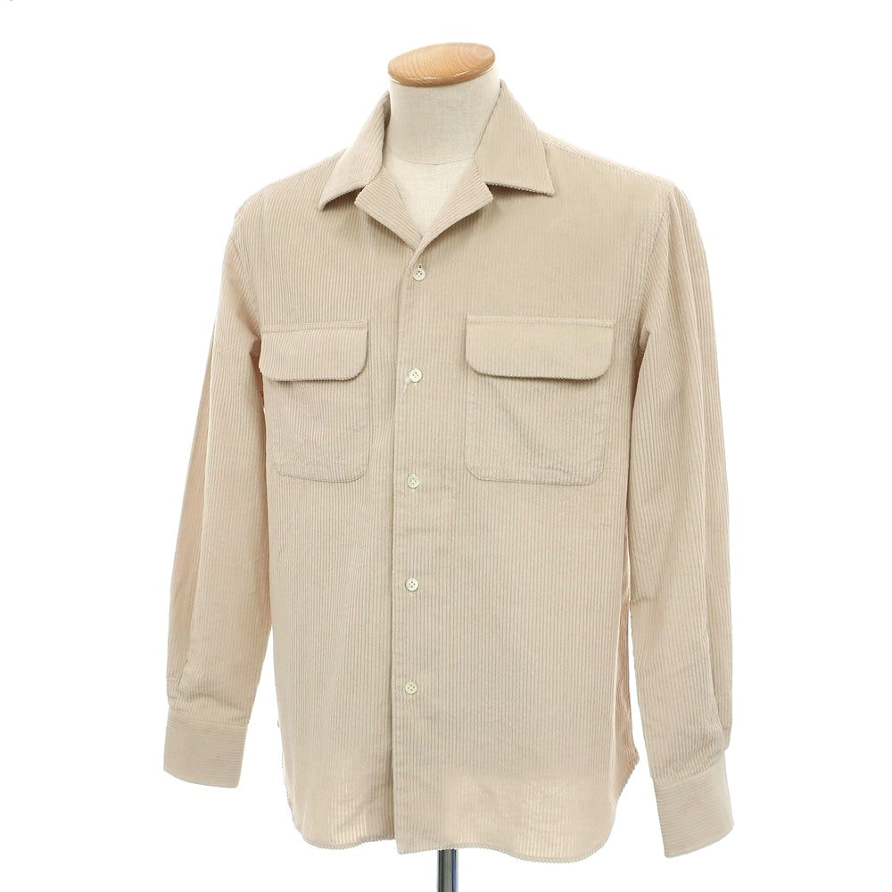 【新品】マリアサンタンジェロ Maria Santangelo ASPEN コットン コーデュロイ オープンカラー カジュアルシャツ ベージュ【サイズS】【 状態ランクN 】【 メンズ 】