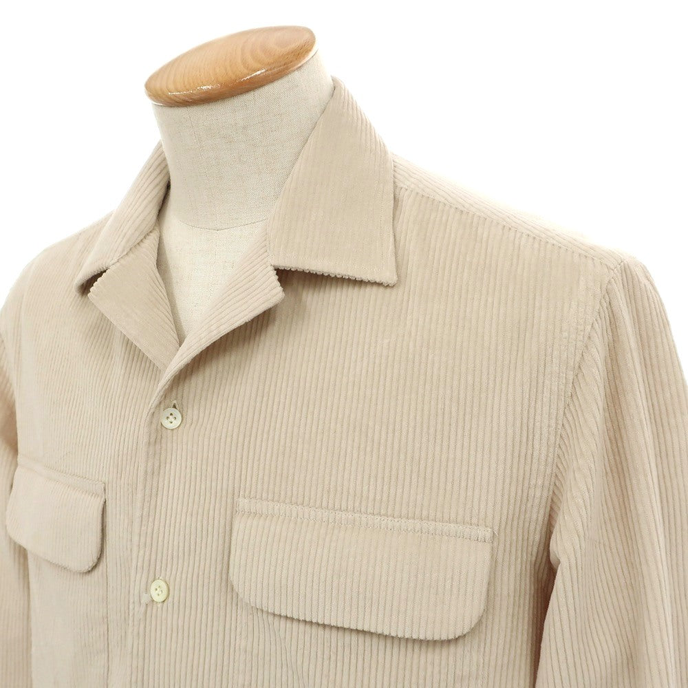 【新品】マリアサンタンジェロ Maria Santangelo ASPEN コットン コーデュロイ オープンカラー カジュアルシャツ ベージュ【サイズS】【 状態ランクN 】【 メンズ 】