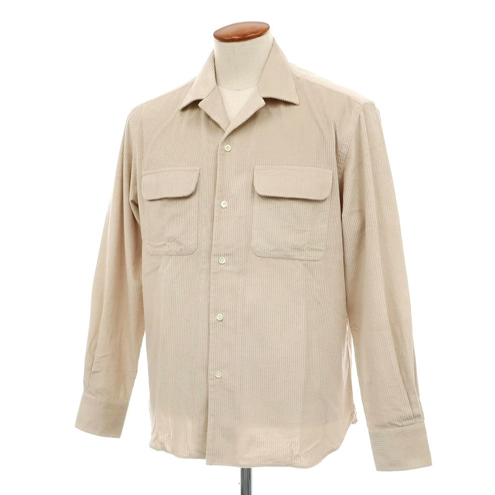 【新品】マリアサンタンジェロ Maria Santangelo ASPEN コットン コーデュロイ オープンカラー カジュアルシャツ ベージュ【サイズM】【 状態ランクN 】【 メンズ 】