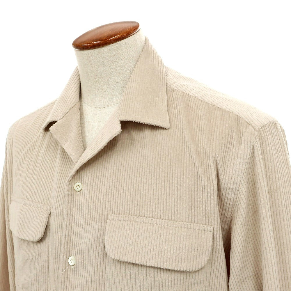 【新品】マリアサンタンジェロ Maria Santangelo ASPEN コットン コーデュロイ オープンカラー カジュアルシャツ ベージュ【サイズM】【 状態ランクN 】【 メンズ 】