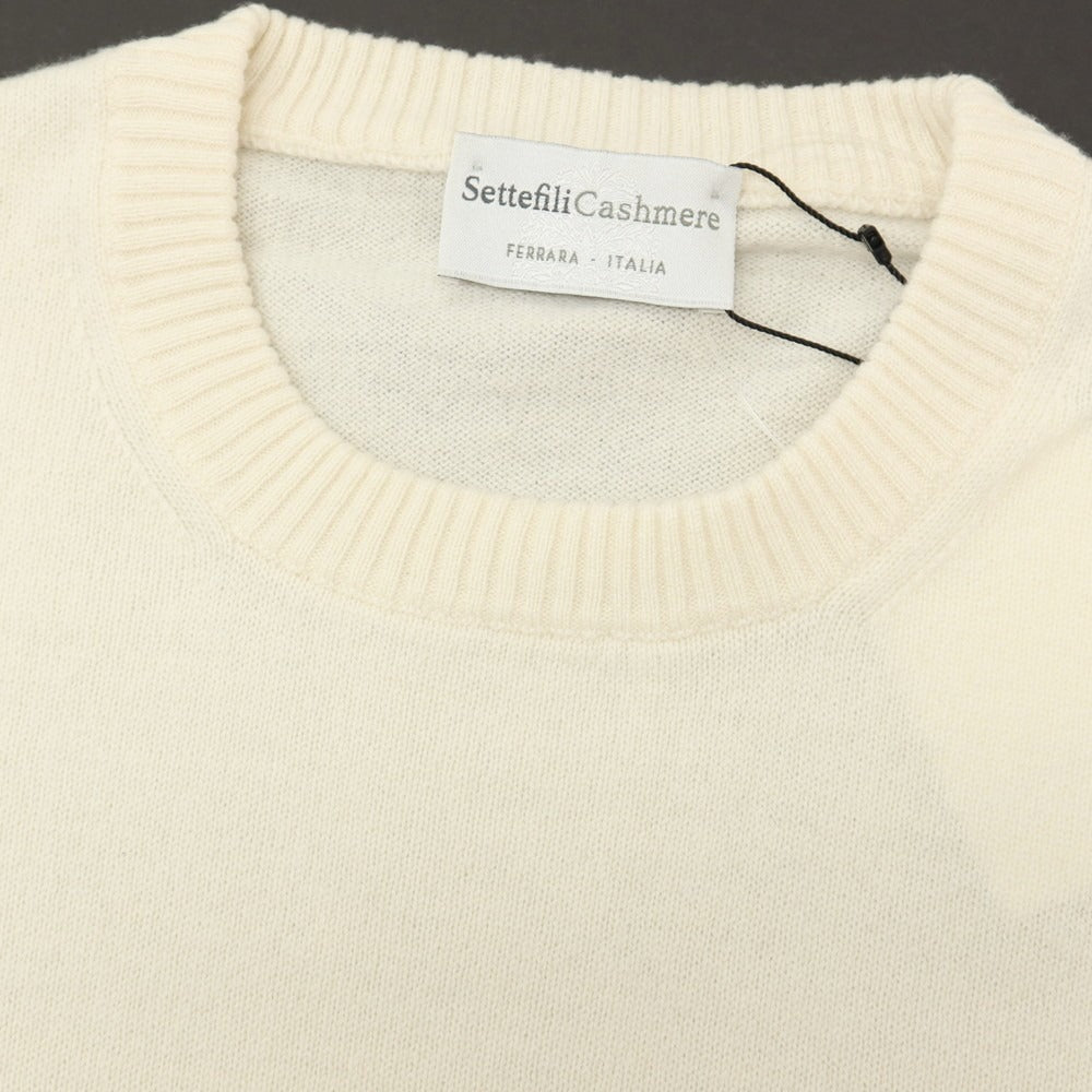 【新品アウトレット】セッテフィーリ カシミア Settefili Cashmere カシミヤ クルーネック プルオーバーニット オフホワイト【サイズ50/M】【 状態ランクN- 】【 メンズ 】