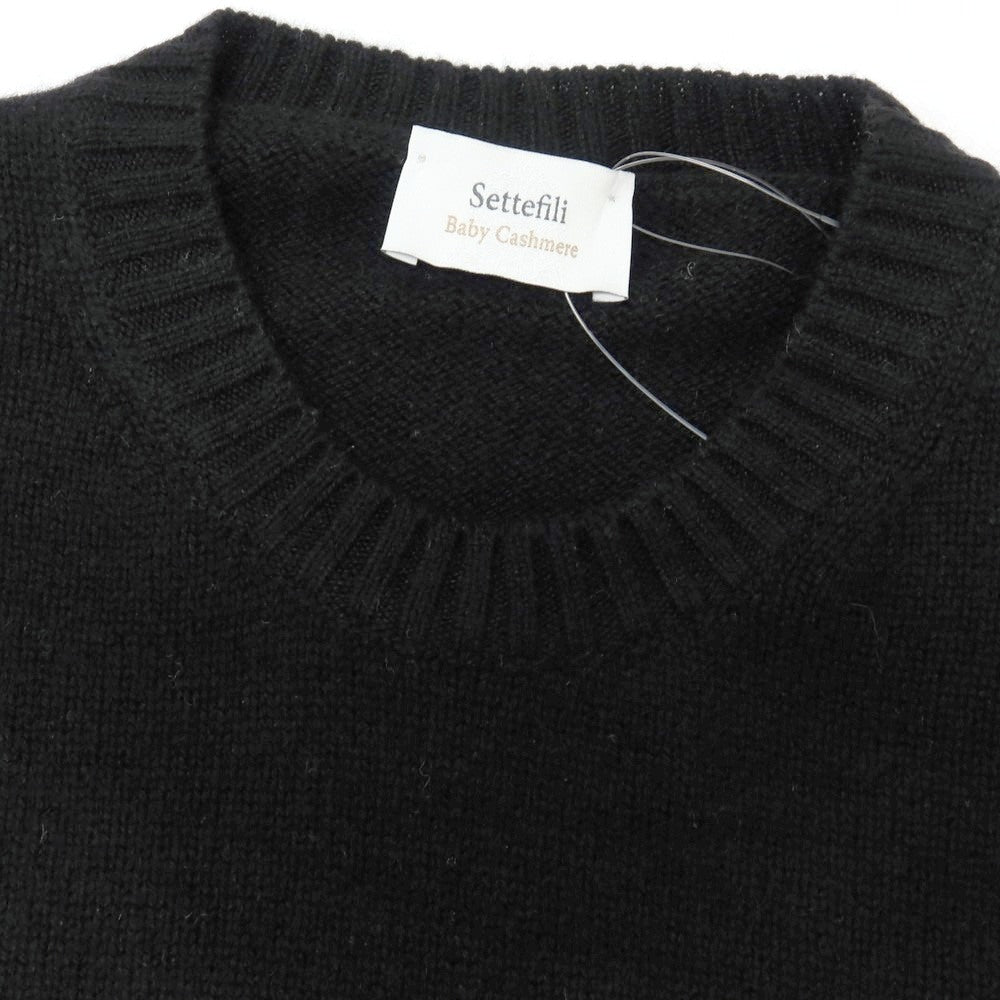 【新品アウトレット】セッテフィーリ カシミア Settefili Cashmere ベビーカシミヤ クルーネック プルオーバーニット ブラック【サイズ50/M】【 状態ランクN- 】【 メンズ 】