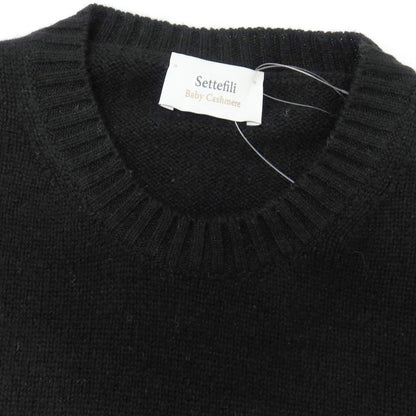 【新品アウトレット】セッテフィーリ カシミア Settefili Cashmere ベビーカシミヤ クルーネック プルオーバーニット ブラック【サイズ50/M】【 状態ランクN- 】【 メンズ 】