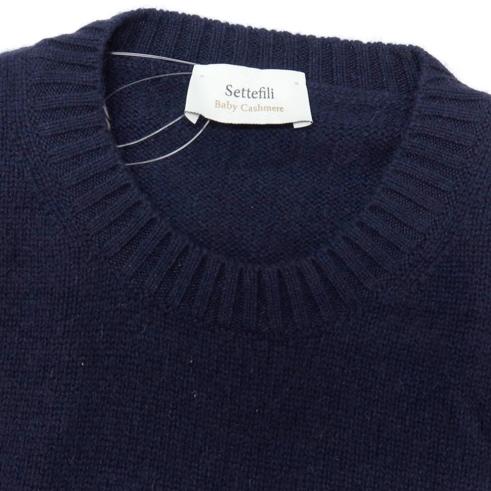 【新品アウトレット】セッテフィーリ カシミア Settefili Cashmere ベビーカシミヤ クルーネック プルオーバーニット ネイビー【サイズ48/S】【 状態ランクN- 】【 メンズ 】