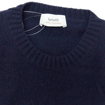 【新品アウトレット】セッテフィーリ カシミア Settefili Cashmere ベビーカシミヤ クルーネック プルオーバーニット ネイビー【サイズ48/S】【 状態ランクN- 】【 メンズ 】
