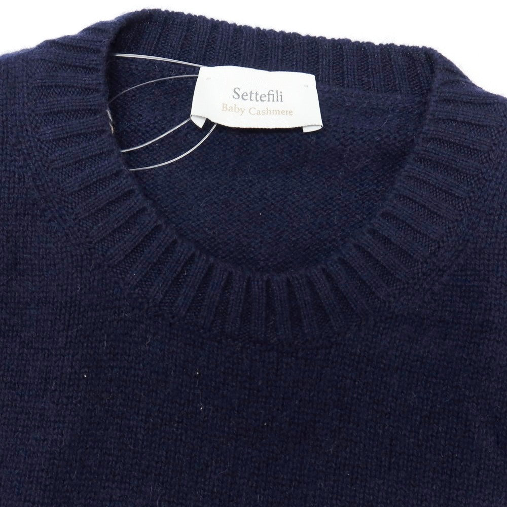 【新品アウトレット】セッテフィーリ カシミア Settefili Cashmere ベビーカシミヤ クルーネック プルオーバーニット ネイビー【サイズ50/M】【 状態ランクN- 】【 メンズ 】