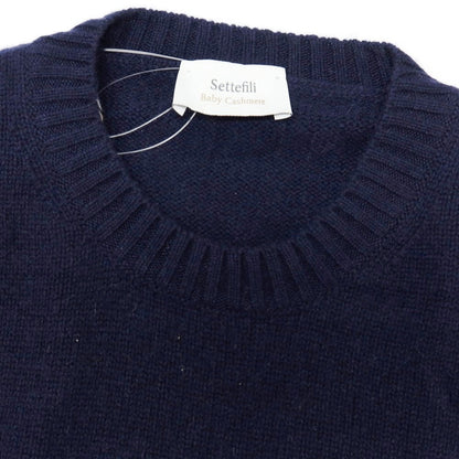 【新品アウトレット】セッテフィーリ カシミア Settefili Cashmere ベビーカシミヤ クルーネック プルオーバーニット ネイビー【サイズ50/M】【 状態ランクN- 】【 メンズ 】