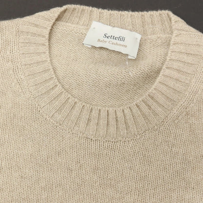【新品アウトレット】セッテフィーリ カシミア Settefili Cashmere ベビーカシミヤ クルーネック プルオーバーニット ベージュ【サイズ48/S】【 状態ランクN- 】【 メンズ 】