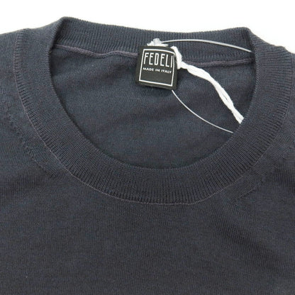 【新品アウトレット】フェデーリ FEDELI カシミヤシルク ハイゲージ クルーネック プルオーバーニット チャコールグレー【サイズ48】【 状態ランクN- 】【 メンズ 】