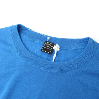 【新品アウトレット】フェデーリ FEDELI カシミヤシルク ハイゲージ クルーネック プルオーバーニット ブルー【サイズ48】【 状態ランクN- 】【 メンズ 】