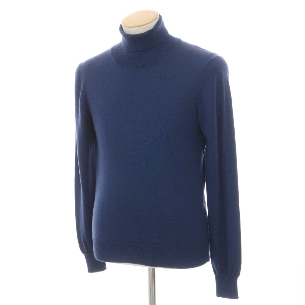【中古】グランサッソ GRAN SASSO ウール タートルネック プルオーバーニット ネイビーブルー【サイズ44】【 状態ランクB 】【 メンズ 】