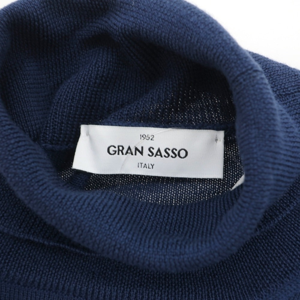 【中古】グランサッソ GRAN SASSO ウール タートルネック プルオーバーニット ネイビーブルー【サイズ44】【 状態ランクB 】【 メンズ 】